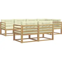 vidaXL Buiten bank set 6 st Wit en crèmekleurig Polyester