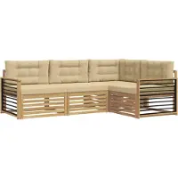 vidaXL Buiten bank set 5 st Wit en Beige Polyester