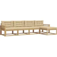 vidaXL Buiten bank set 4 st Wit en Beige Polyester