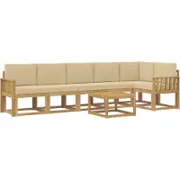 vidaXL Buiten bank set 7 st Wit en Beige Polyester