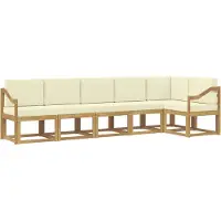 vidaXL Buiten bank set 6 st Wit en crèmekleurig Polyester