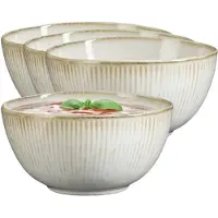 Mica Decorations Soepkom Nusa - 12x - creme kleur - 14 x 7 cm - keramiek - kommetjes/schaaltjes - 500 ml