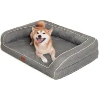 OEM Hondenbed voor kleine honden, 68,6 x 50,8 x 17,8 cm. Waterdicht hondenbed met een luxueuze kussenvulling van traagschuim en een wasbare hoes, geschikt voor alle seizoenen, grijs