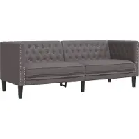 vidaXL Driezitsbank Chesterfield-stijl kunstleer grijs