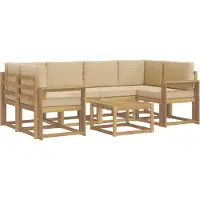 vidaXL Buiten bank set 7 st Wit en Beige