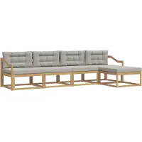 vidaXL Buiten bank set 4 st Wit en Lichtgrijs Polyester