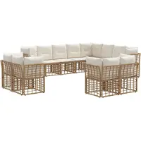 vidaXL Buiten bank set Natuurlijk en Crème Wit Polyester