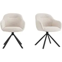 Furnihaus Draaibare Eetkamerstoelen met armleuning - Hush - Beige / Zwart - Set van 2
