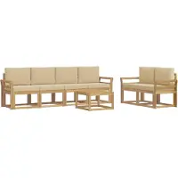 vidaXL Buiten bank set 7 st Wit en Beige