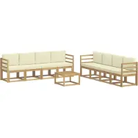 vidaXL Buiten bank set 9 st Wit en crèmekleurig