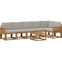 vidaXL Buiten bank set 7 st Naturel en lichtgrijs Polyester