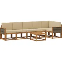 vidaXL Buiten bank set 7 st Natuurlijk en Beige Polyester