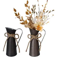 Unyqoos Set van twee rustieke decoratieve vazen in shabby chic stijl voor binnen en buiten