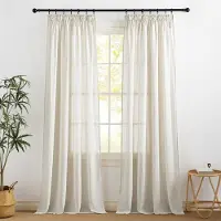 Unyqoos Bohemian Linnenlook Gordijnen met Plooiband voor Woonkamers en Slaapkamers - Set van 2, 240 x 140 cm