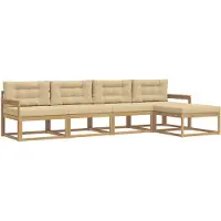 vidaXL Buiten bank set 4 st Wit en Beige Polyester