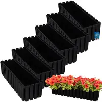 KOTARBAU 6 st Balkonbak, Bloembak voor Balkon, Kunststof Balkonbak, 58 x 18 x 16 cm, Antraciet, Balkon Plantenbak, Rechthoekig, Weerbestendige Plantenbak