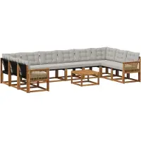 vidaXL Buiten bank set 11 st Naturel en lichtgrijs