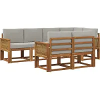 vidaXL Buiten bank set 7 st Naturel en lichtgrijs Polyester