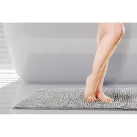 Unyqoos Zachte en Rutschvaste Badmat van 45 x 75 cm in Stijlvolle Zilverkleur