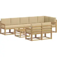 vidaXL Buiten bank set 9 st Wit en Beige Polyester