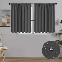 Unyqoos Korte antraciet verduisteringsgordijnen set voor keuken en slaapkamer