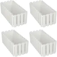 KOTARBAU 4 st Balkonbak, Bloembak voor Balkon, Kunststof Balkonbak, 38 x 18 x 16 cm, Wit, Balkon Plantenbak, Rechthoekig, Weerbestendige Plantenbak