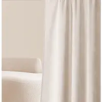 Unyqoos Lichtbeige velours gordijn met gouden ringen voor een elegante uitstraling