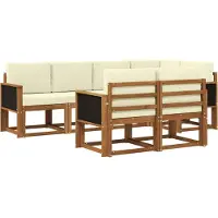 vidaXL Buiten bank set 7 st Natuurlijk en Crème Polyester
