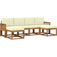 vidaXL Buiten bank set 6 st Natuurlijk en Crème Polyester