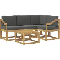 vidaXL Buiten bank set 5 st Wit en antracietkleurig