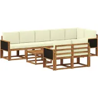vidaXL Buiten bank set 9 st Natuurlijk en Crème Polyester