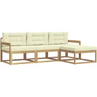 vidaXL Buiten bank set 4 st Wit en crèmekleurig Polyester