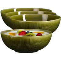 Mica Decorations Soepkom Nusa - 6x - groen - 17 x 6 cm - keramiek - kommetjes/schaaltjes - 500 ml