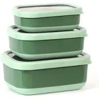 Unyqoos set van drie roestvrijstalen lunchboxen met lekvrije deksels