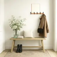 Unyqoos Houten wandkapstok met verplaatsbare haken en fotoplank voor hal en slaapkamer