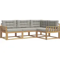 vidaXL Buiten bank set 3 st Wit en Lichtgrijs Polyester