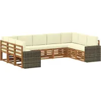 vidaXL Buiten bank set 9 st Natuurlijk en Crème Polyester