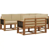 vidaXL Buiten bank set 7 st Natuurlijk en Beige Polyester