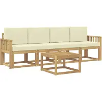 vidaXL Buiten bank set 5 st Wit en crèmekleurig