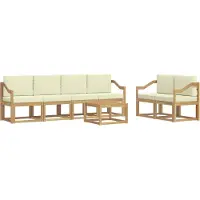 vidaXL Buiten bank set 7 st Wit en crèmekleurig