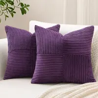 Unyqoos Set van 2 Corduroy Kussenslopen met Uniek Gestreept Patchwork Design voor Diverse Interieurs