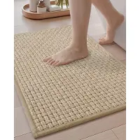 Unyqoos Antislip en Wasbare Chenille Badmat 40x60cm voor Snelle Absorptie en Comfort in Khaki