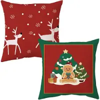 Unyqoos Set van 2 decoratieve kerstkussenslopen met feestelijke patronen 45x45 cm