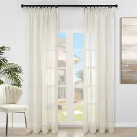 Unyqoos Moderne halftransparante voile gordijnen in beige voor woonkamer en slaapkamer