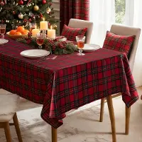 Unyqoos Rood geruit kersttafelkleed 140x260 cm voor feestelijke tafeldecoratie