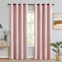 Unyqoos Gezellige Lichtroze Verduisteringsgordijnen voor Kinderkamers - Set van 2, 225 x 140 cm, Met Ringen