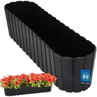 KOTARBAU Balkonbak, Bloembak voor Balkon, Kunststof, 60 x 14 x 13 cm, Antraciet, Plantenbak Balkon, Groot, Rustiek, Weerbestendig Plantenbak, voor Binnen en Buiten