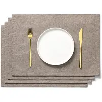 Unyqoos Stijlvolle Set van 4 Dubbelzijdige Placemats in Katoenlook voor Eettafels van 33 x 48 cm
