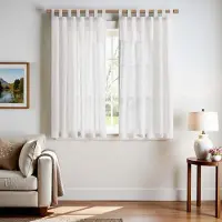 Unyqoos Elegante Linnenlook Gordijnen Set voor Woonkamer, Slaapkamer en Keuken - Half-Transparant en Lichtfilterend
