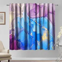 Unyqoos Moderne Luxe Lichtblokkerende Gordijnen met Marmerpatroon en Gouden Details, 132×214cm, 2 Panelen